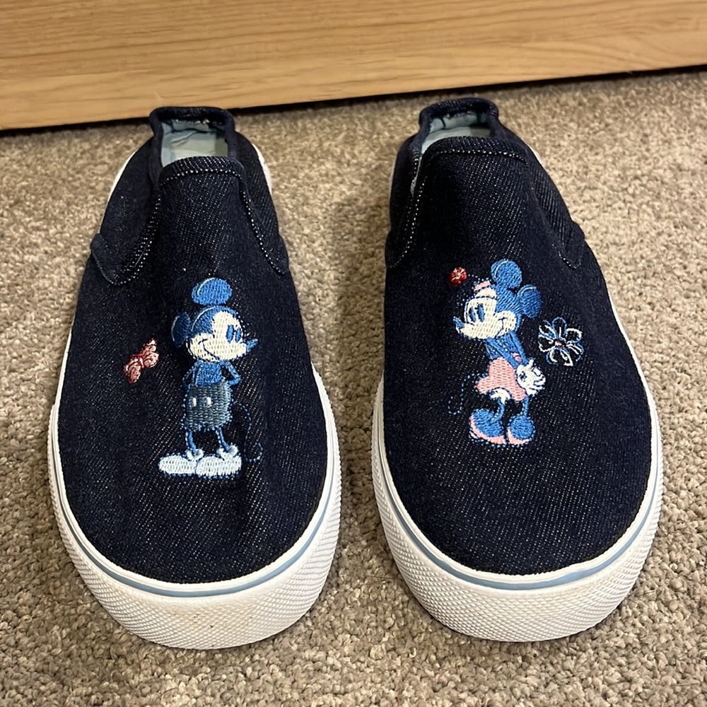 Mickey & Minnie Embroidered slip on Denim Shoes